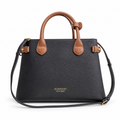Burberry Black & Tan Refined Top Handle Bag