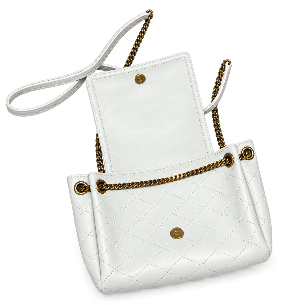 Saint Laurent Nolita Quilted Chain Bag in White