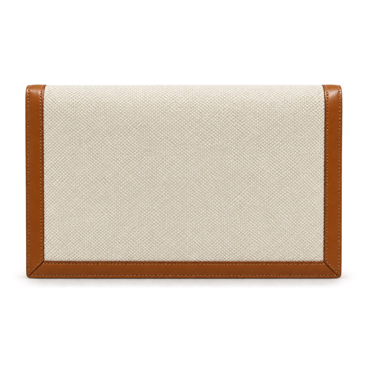 YSL Saint Laurent Cassandre Envelope Clutch in Natural Linen and Tan Leather