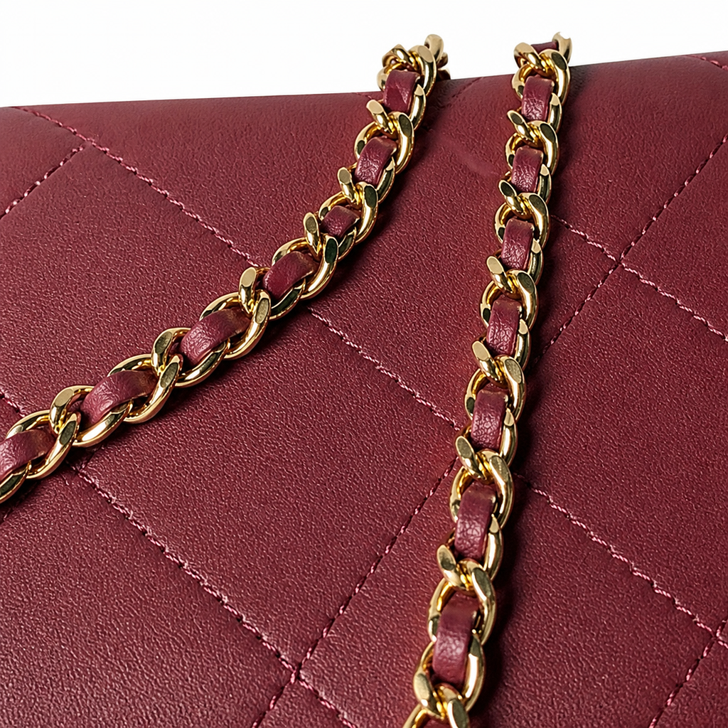 Chanel Classic Flap Burgundy Quilted Top Handle Chain Bag