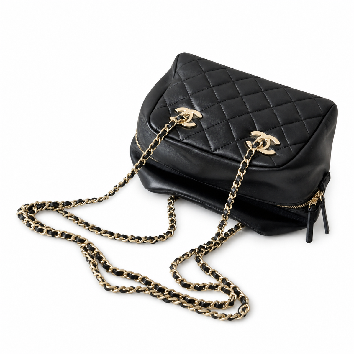 Chanel Black Quilted Double-Chain Backpack