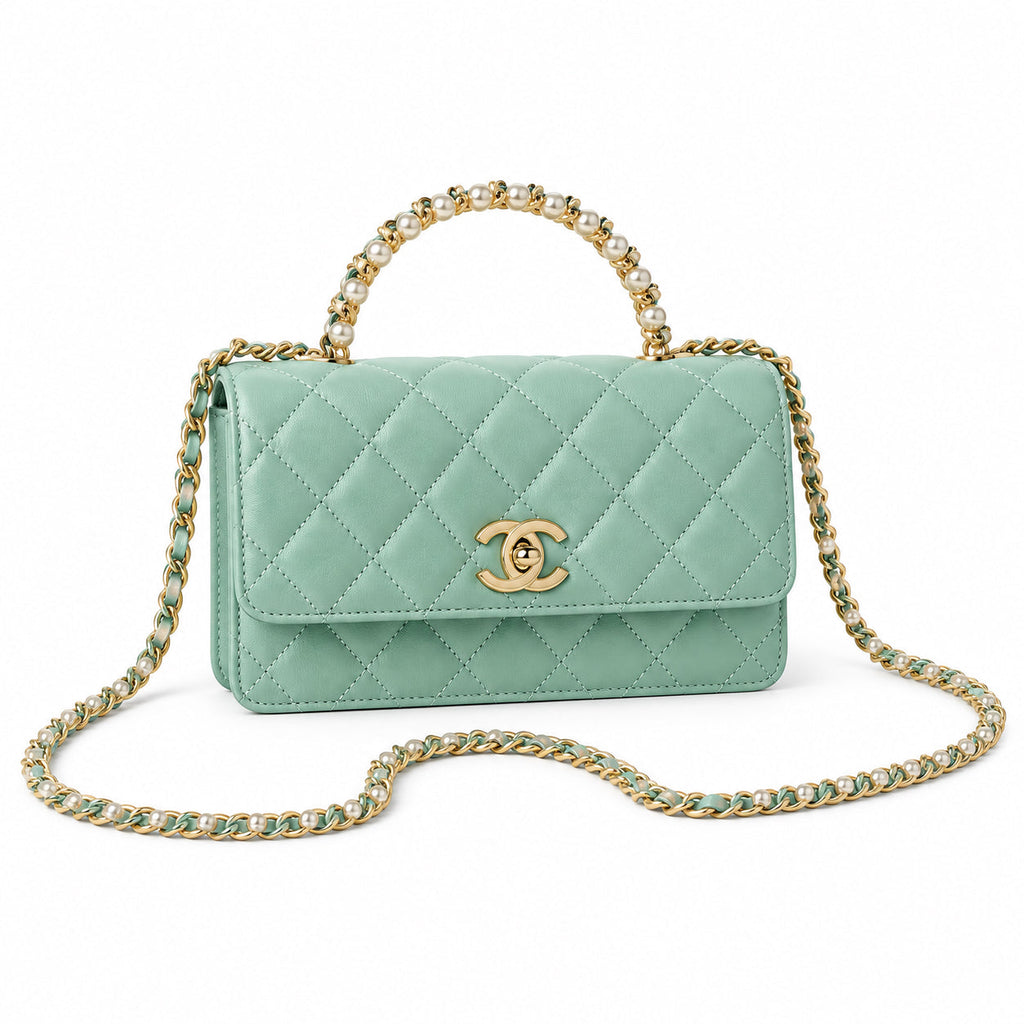 Chanel Quilted Leather Refined Chain Crossbody Bag