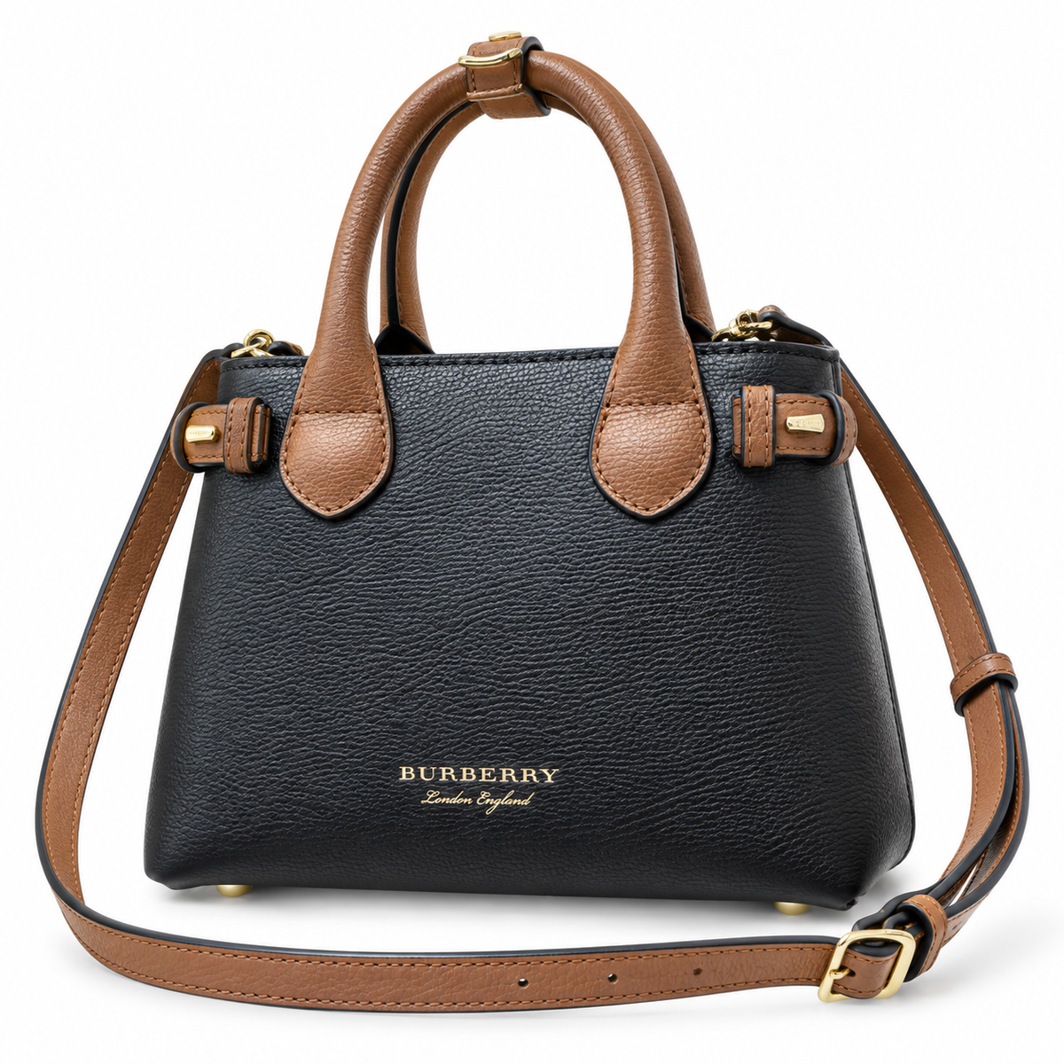 Burberry Black & Tan Contrast Top Handle Bag