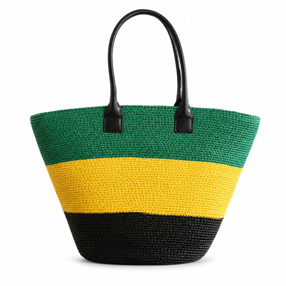 Chanel Striped Raffia Beach Tote Green Yellow Black CC