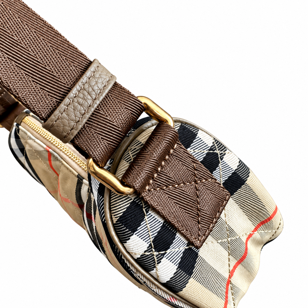Burberry Heritage Check Crescent Shoulder Bag