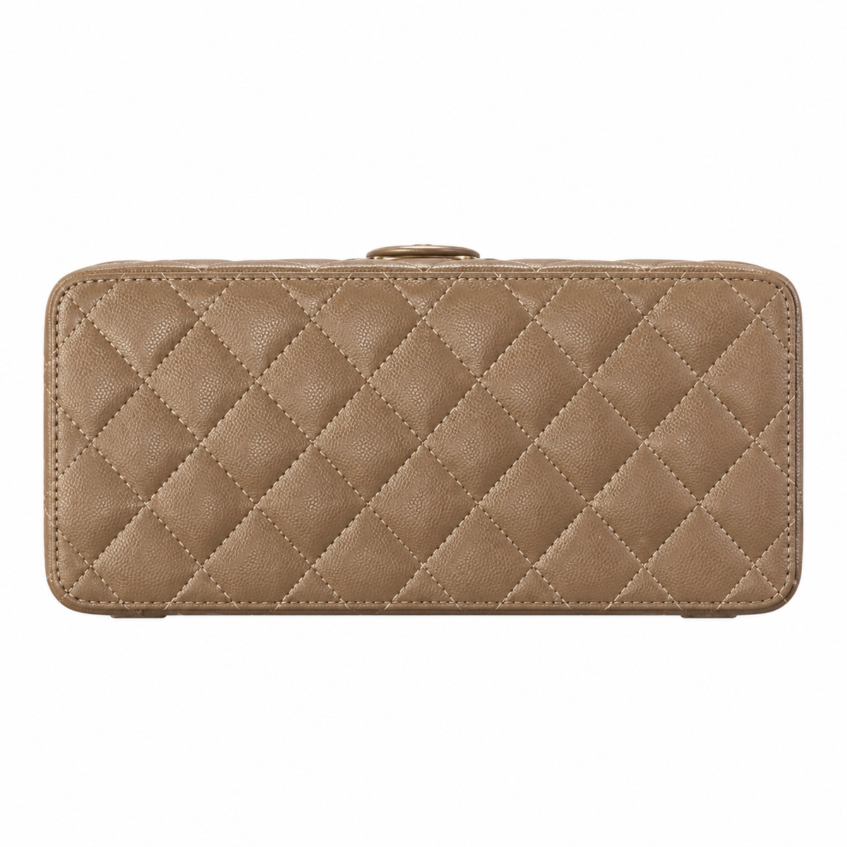 Chanel Taupe Lambskin Quilted Vanity Case