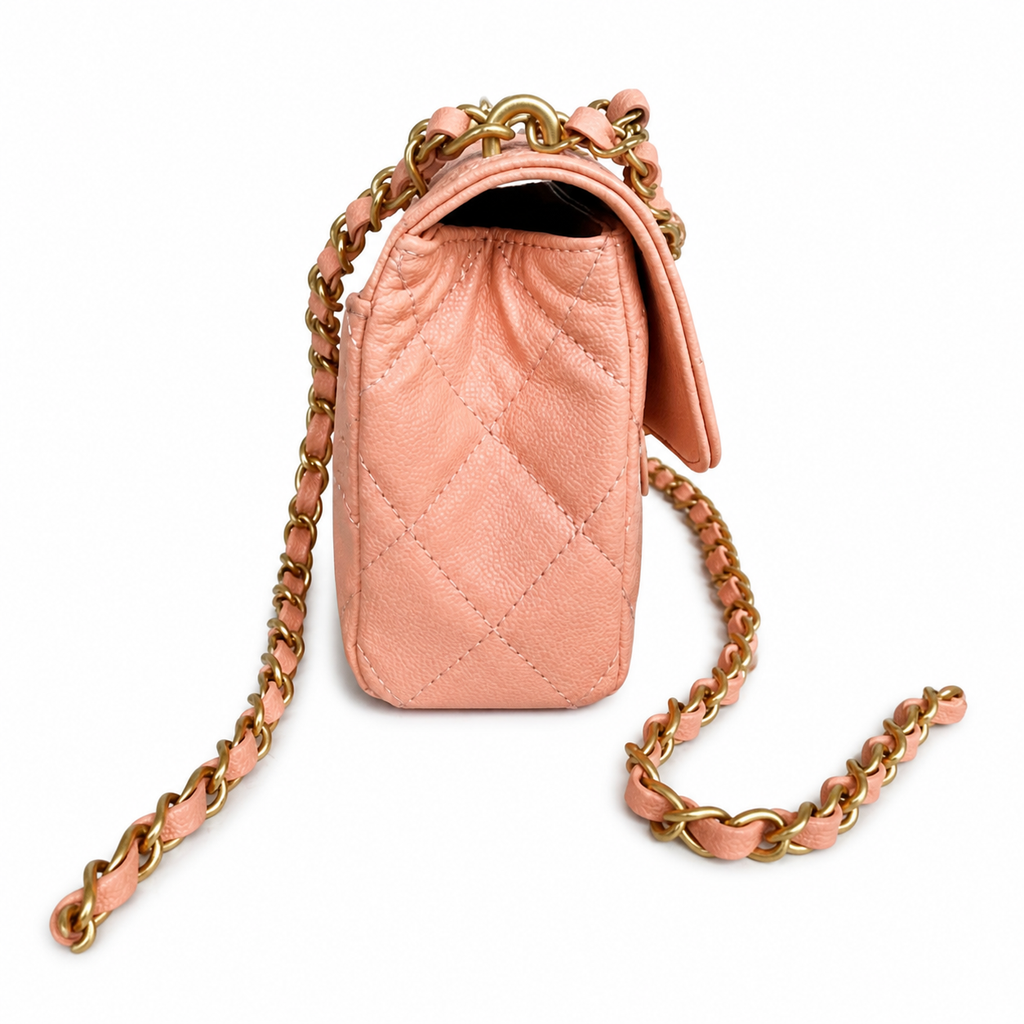 Chanel Quilted Leather Compact Box Chain Crossbody