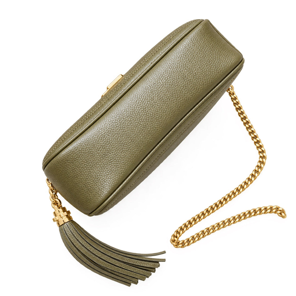 YSL Saint Laurent Lou Camera Bag in Khaki Matelassé Leather