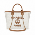 Chanel Deauville Tweed Tote 33cm Ivory Brown