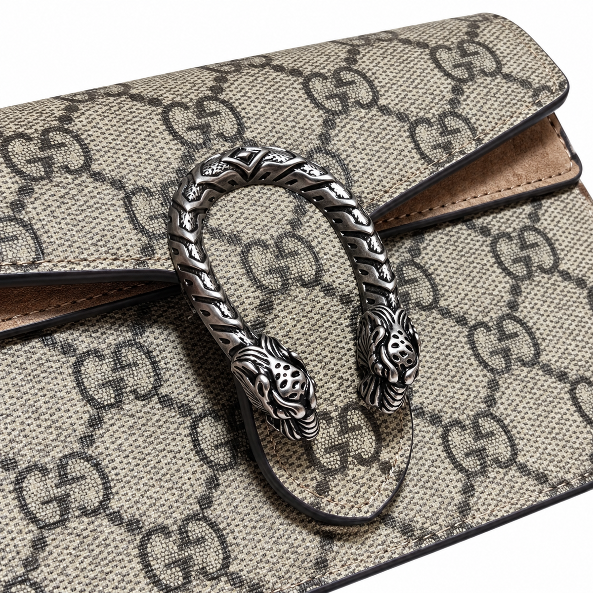 Gucci Dionysus Mini Bag in GG Supreme Canvas with Brown Suede