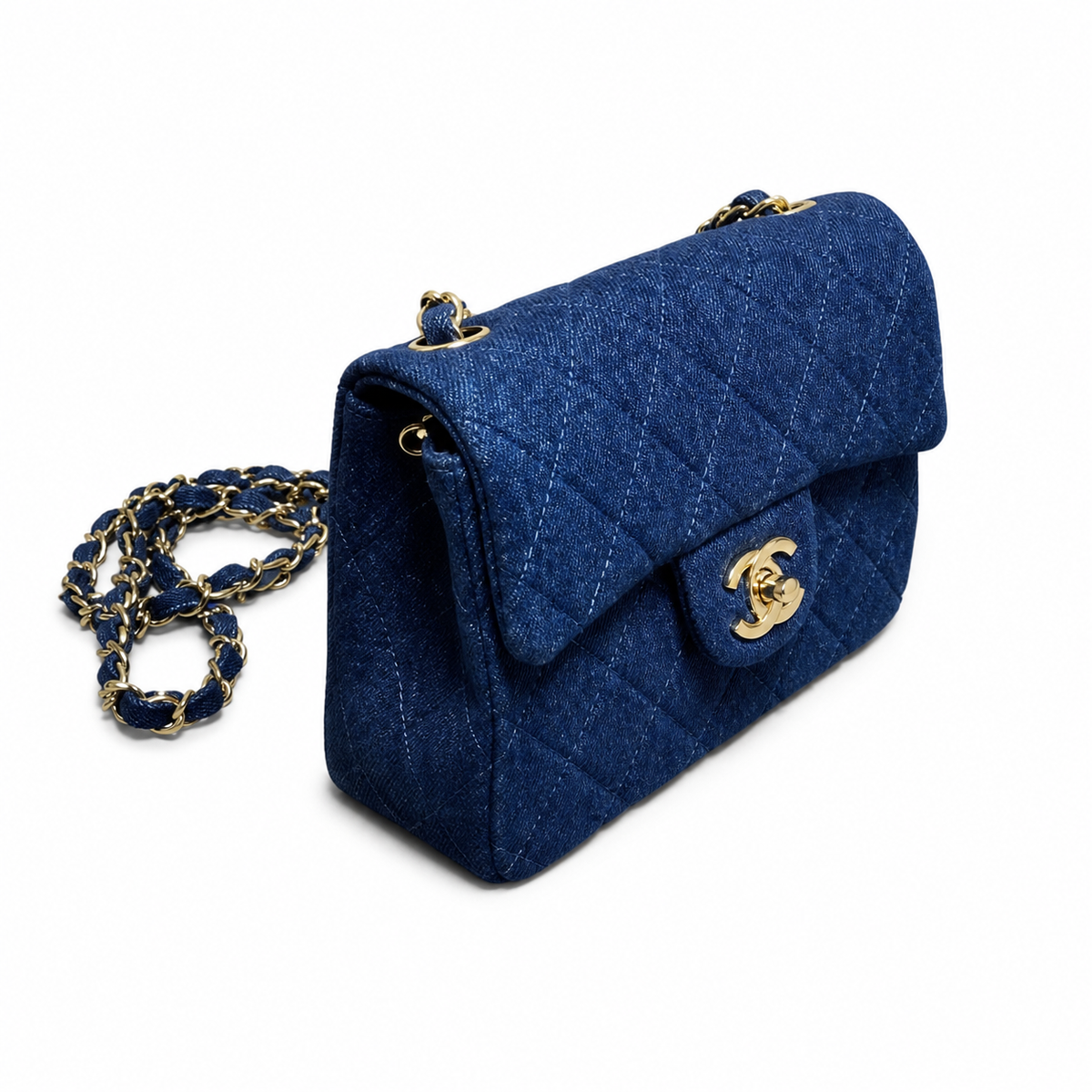 Chanel Denim Quilted Mini Classic Flap Bag 17.5cm
