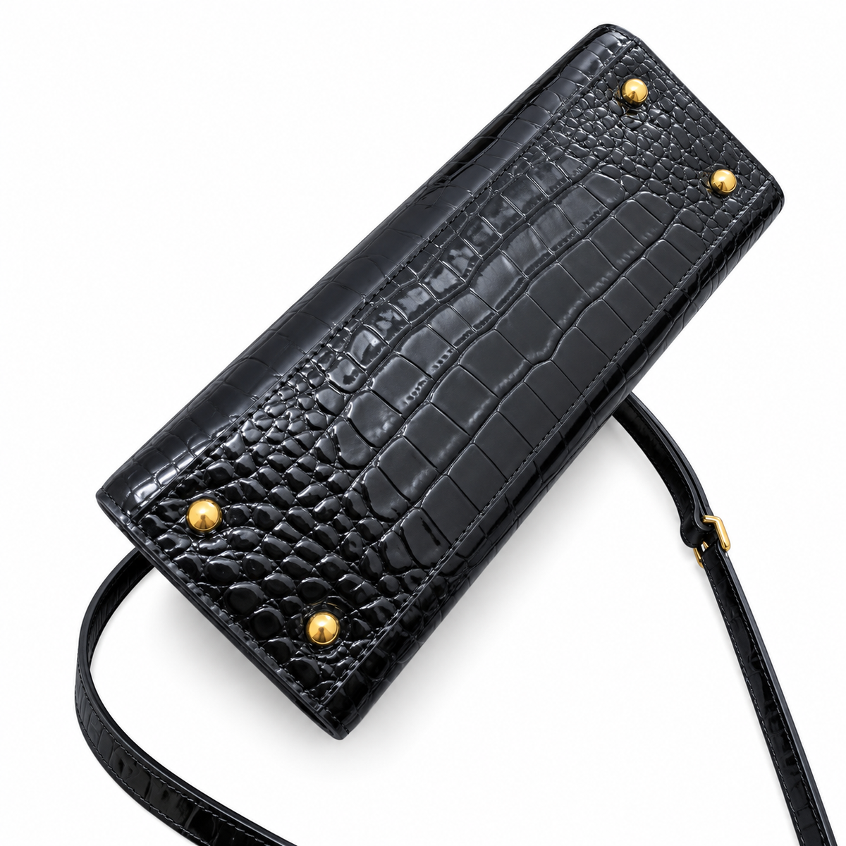 Burberry TB Monogram Black Croc-Effect Handbag