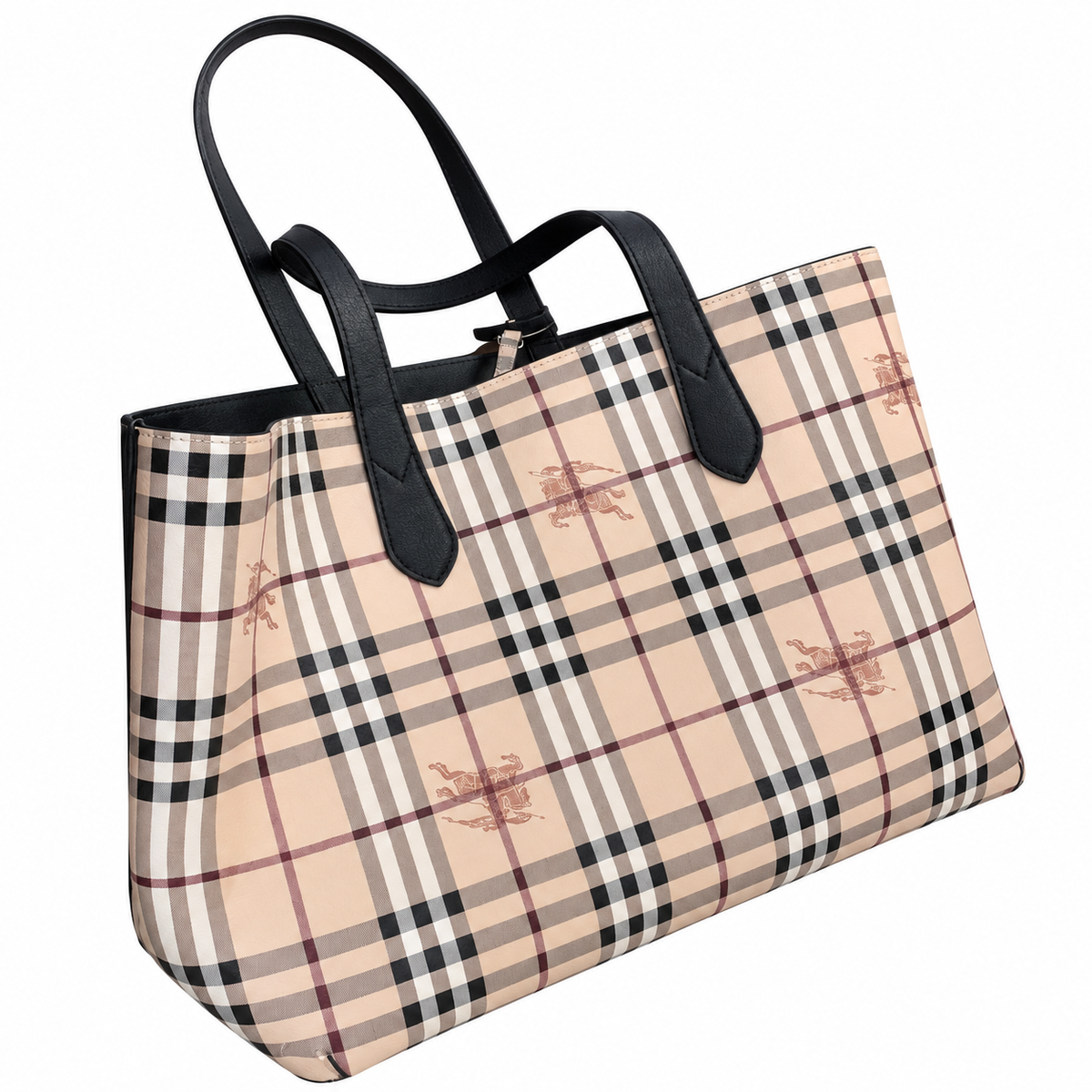 Burberry Heritage Check Wide-Opening Tote Bag