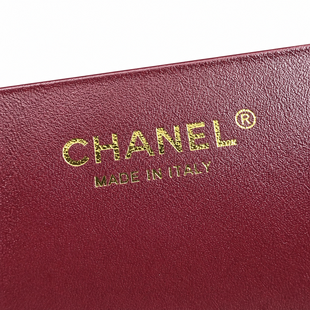 Chanel Burgundy Calfskin Large Shopping Tote | Raised CC & Gold Chain — 36cm