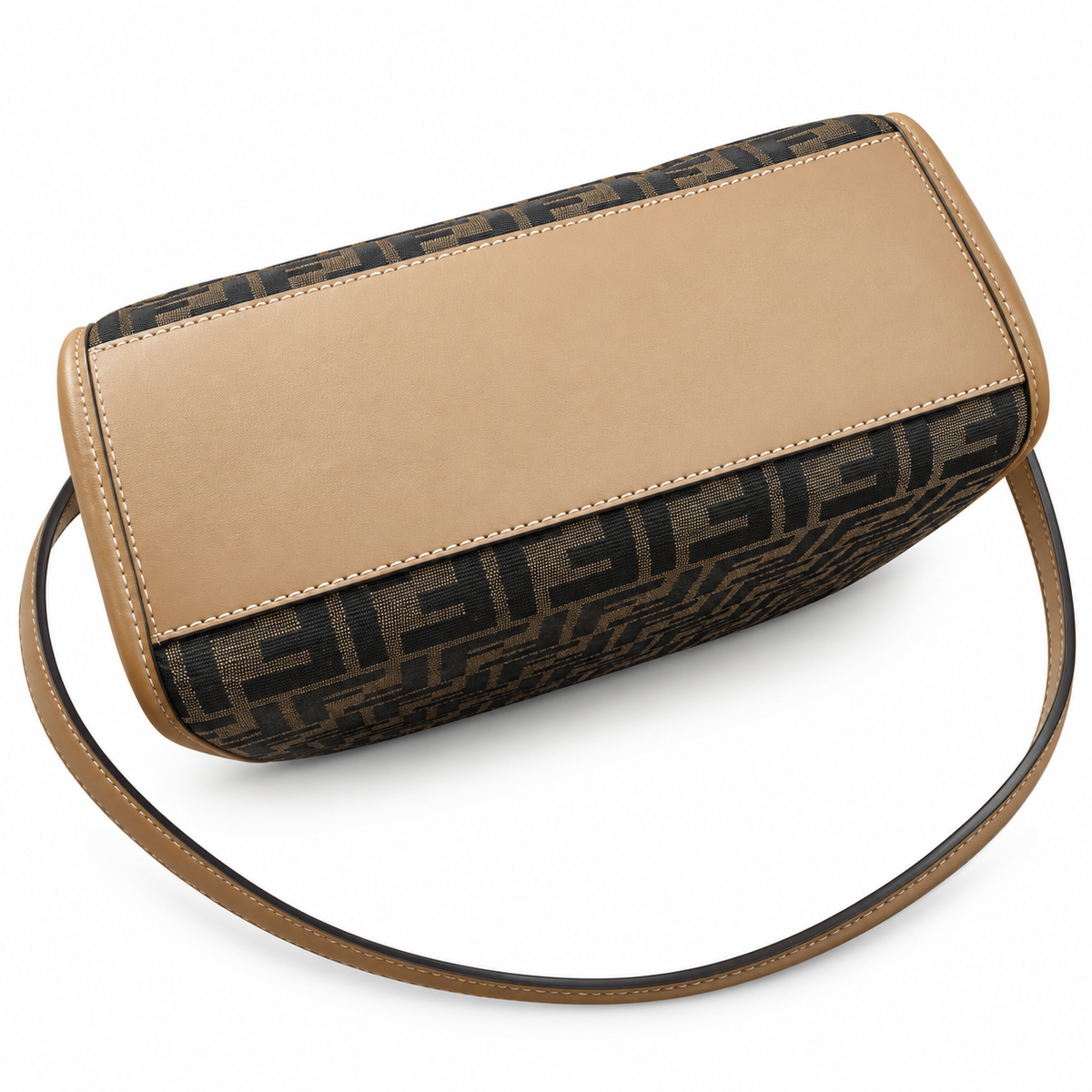 Fendi Sunshine Small Tote – FF Jacquard & Blush Calfskin Top Handle Bag