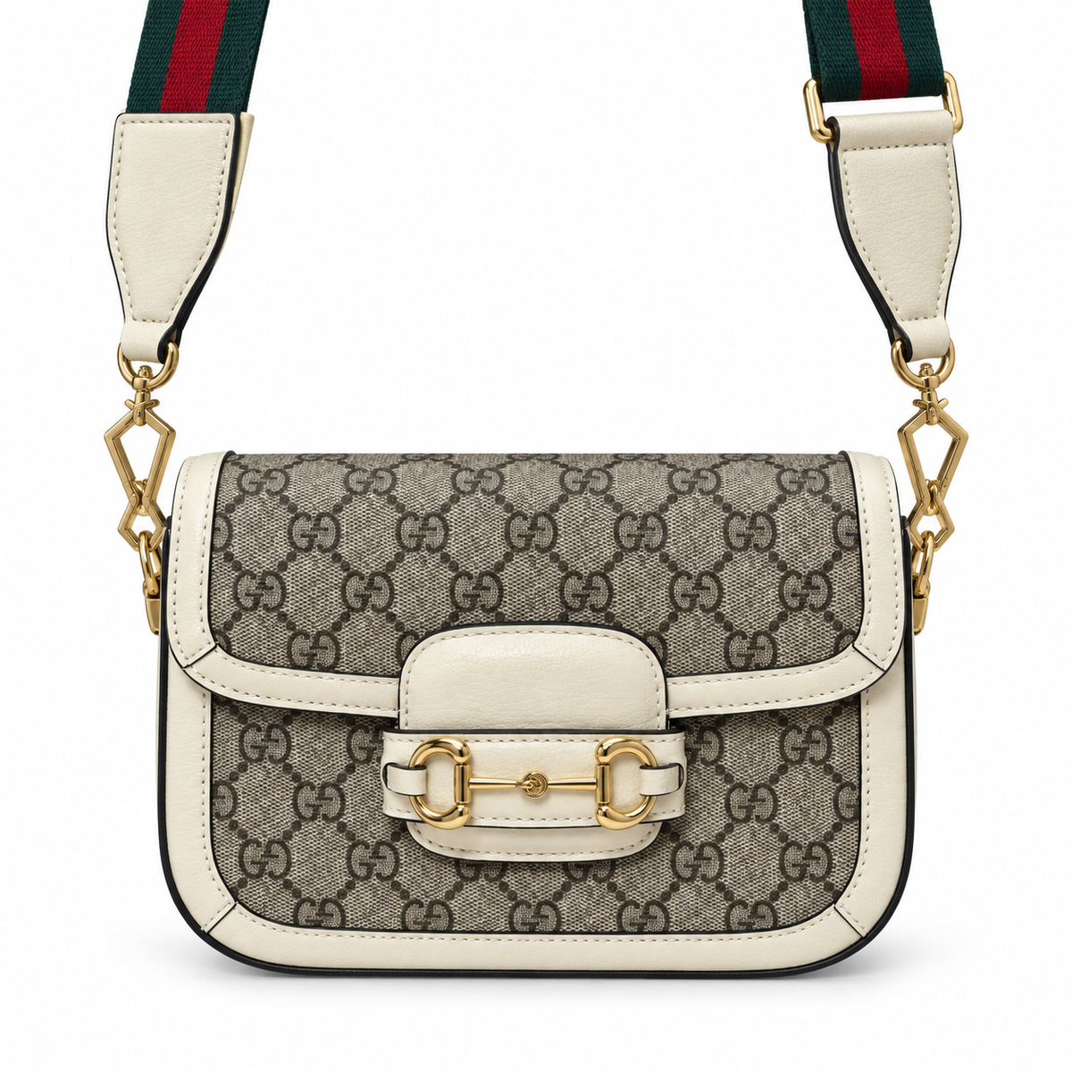 Gucci Horsebit 1955 Mini Bag in White Polished Leather