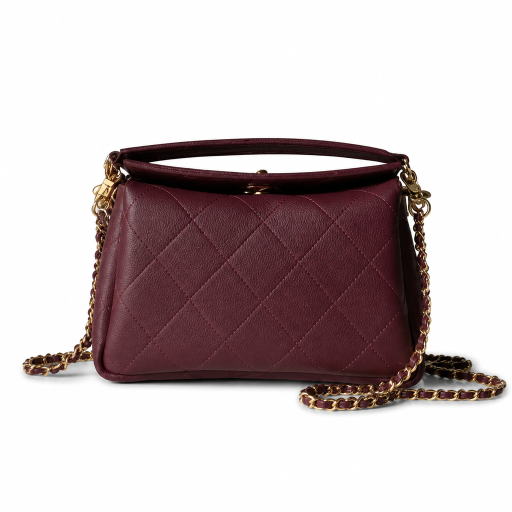 Chanel Classic Flap Burgundy Quilted Top Handle Chain Bag