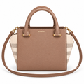 Burberry Tan Check-Panel Top Handle Crossbody