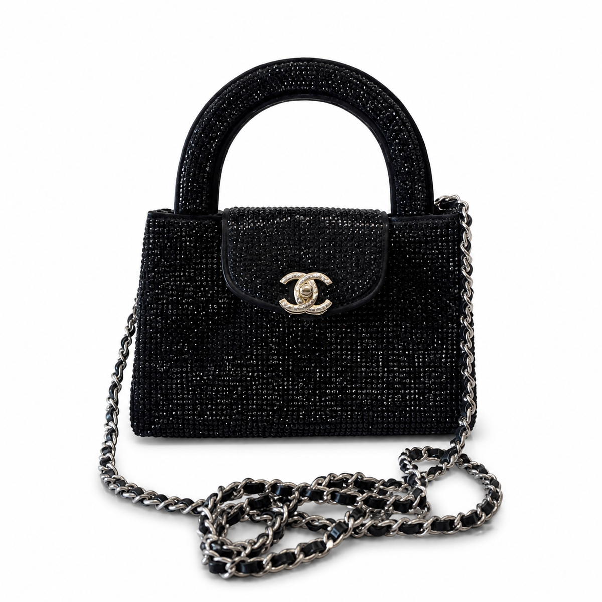 Chanel Crystal-Embellished Mini Shopping Bag
