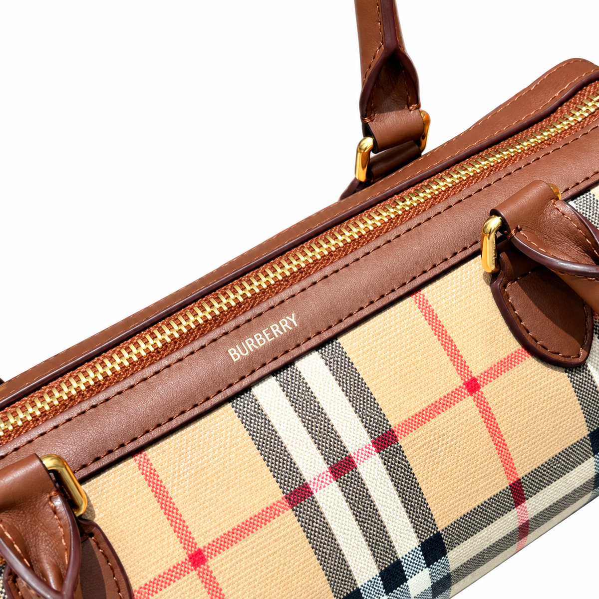 Burberry Heritage Check Barrel Shoulder Bag