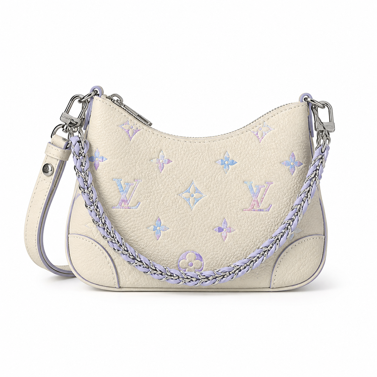 Louis Vuitton Mini Camera Bag — Cream Empreinte, Lavender Braided Chain & Silver Zip