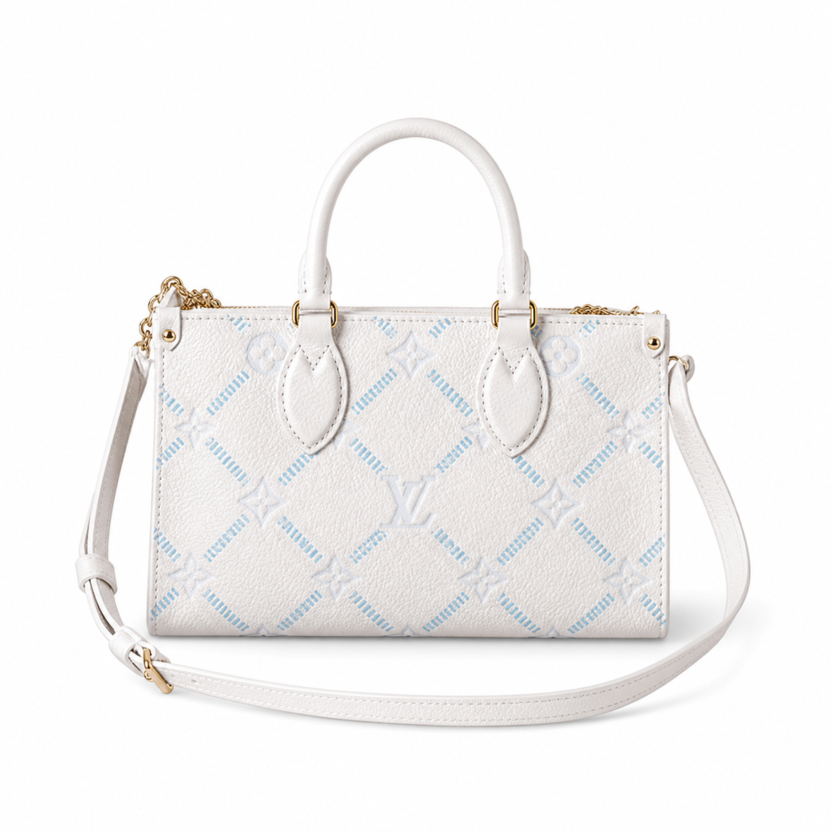 Louis Vuitton OnTheGo BB — Embroidered Monogram Empreinte in Crème & Bleu Glacier