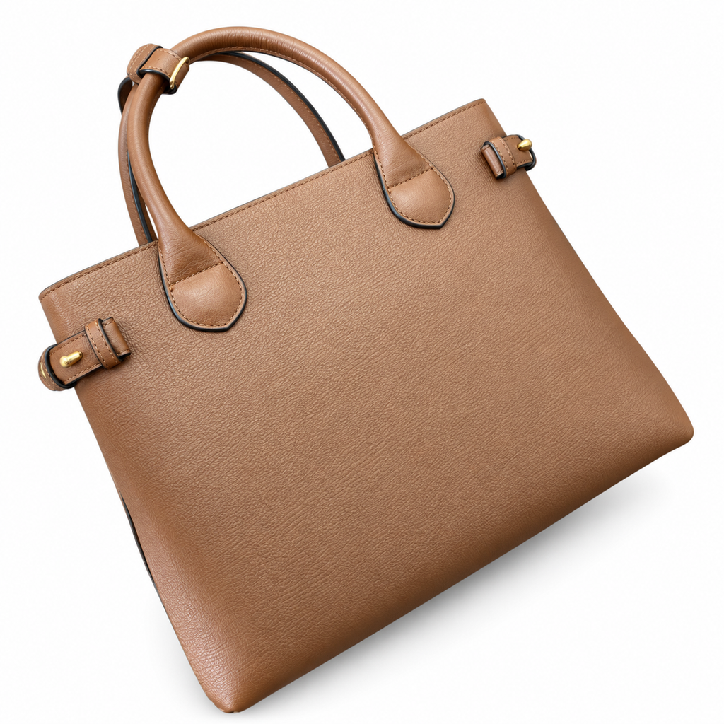 Burberry Tan Heritage Check Accent Handbag