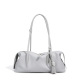Dove Grey Soft Leather Pillow Shoulder Bag with Tassel Charm
