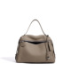 Etoupe Pebbled Leather Demi-Lune Shoulder Bag with Front Zip Pocket